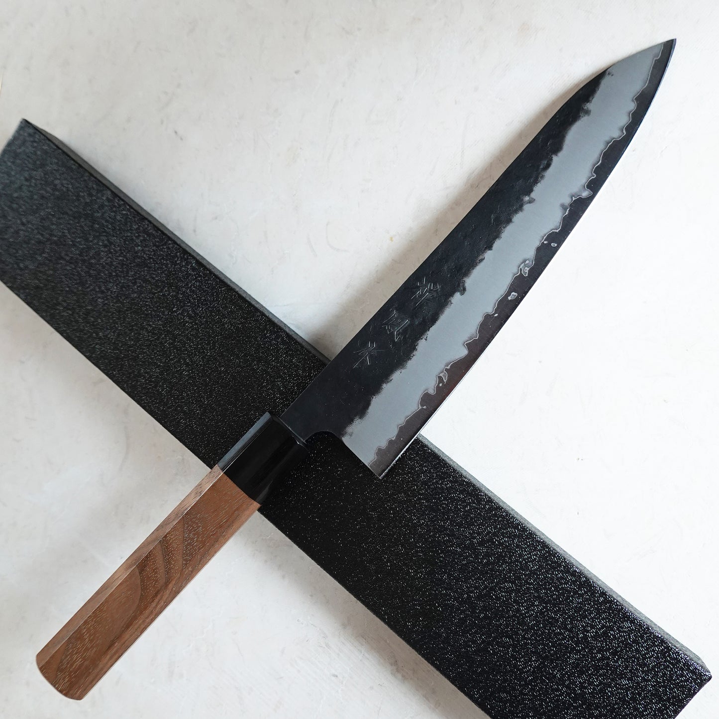 CH013 Cuchillo Japones Wa-Gyuto Chef Negro Aogami Super Zenpou 21cm