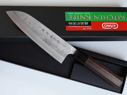 CK201 Cuchillo japonés Santoku VG10 Damasco Echizen Kamo 17cm