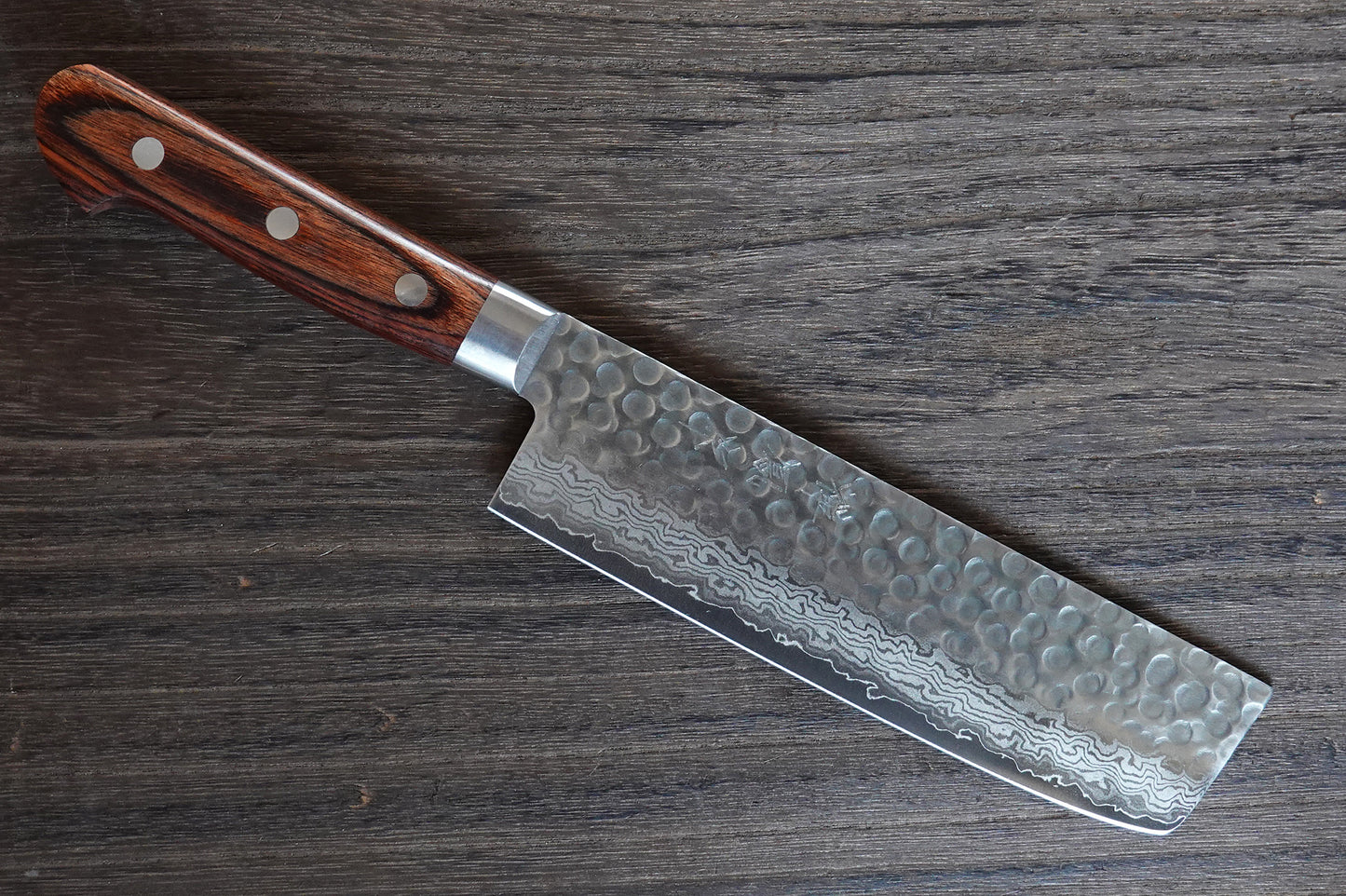 CY211 Cuchillo Japonés Nakiri Amartillado VG10 Damasco Zenpou 16.5cm