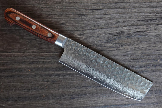 CY211 Cuchillo Japonés Nakiri Amartillado VG10 Damasco Zenpou 16.5cm