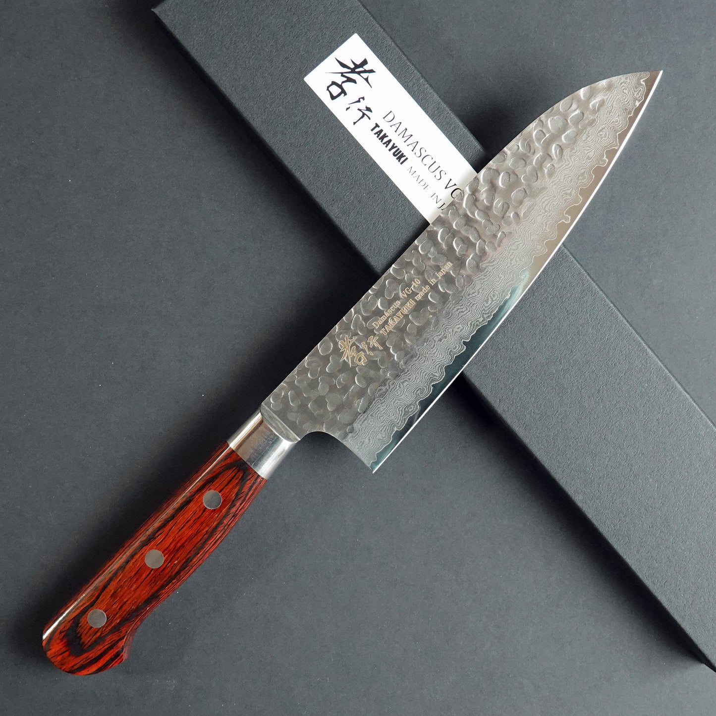 CA006 Cuchillo Japones Santoku VG10 Damasco Sakai Takayuki 18cm