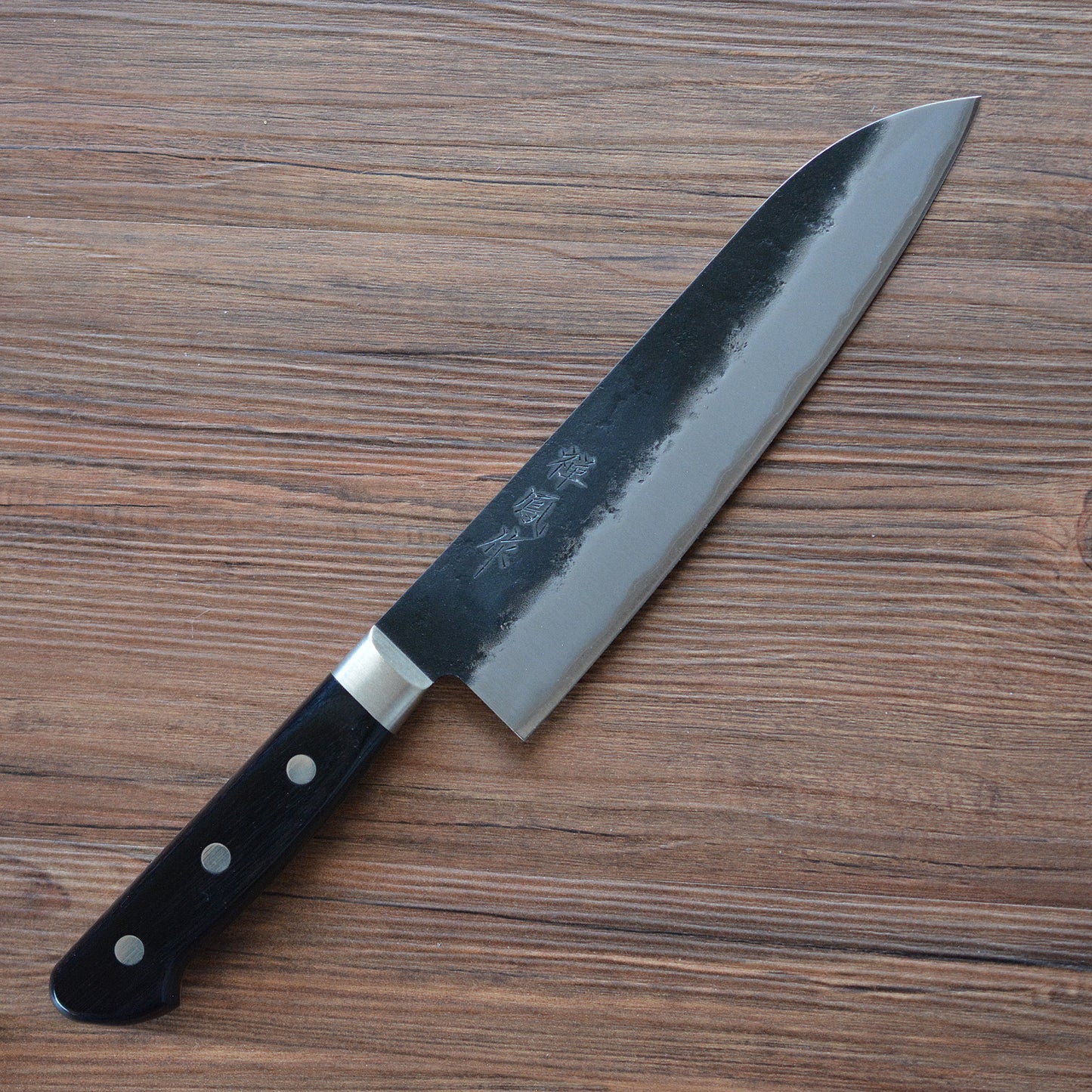 CH002 Cuchillo Japones Santoku Negro Aogami Super Zenpou 18cm