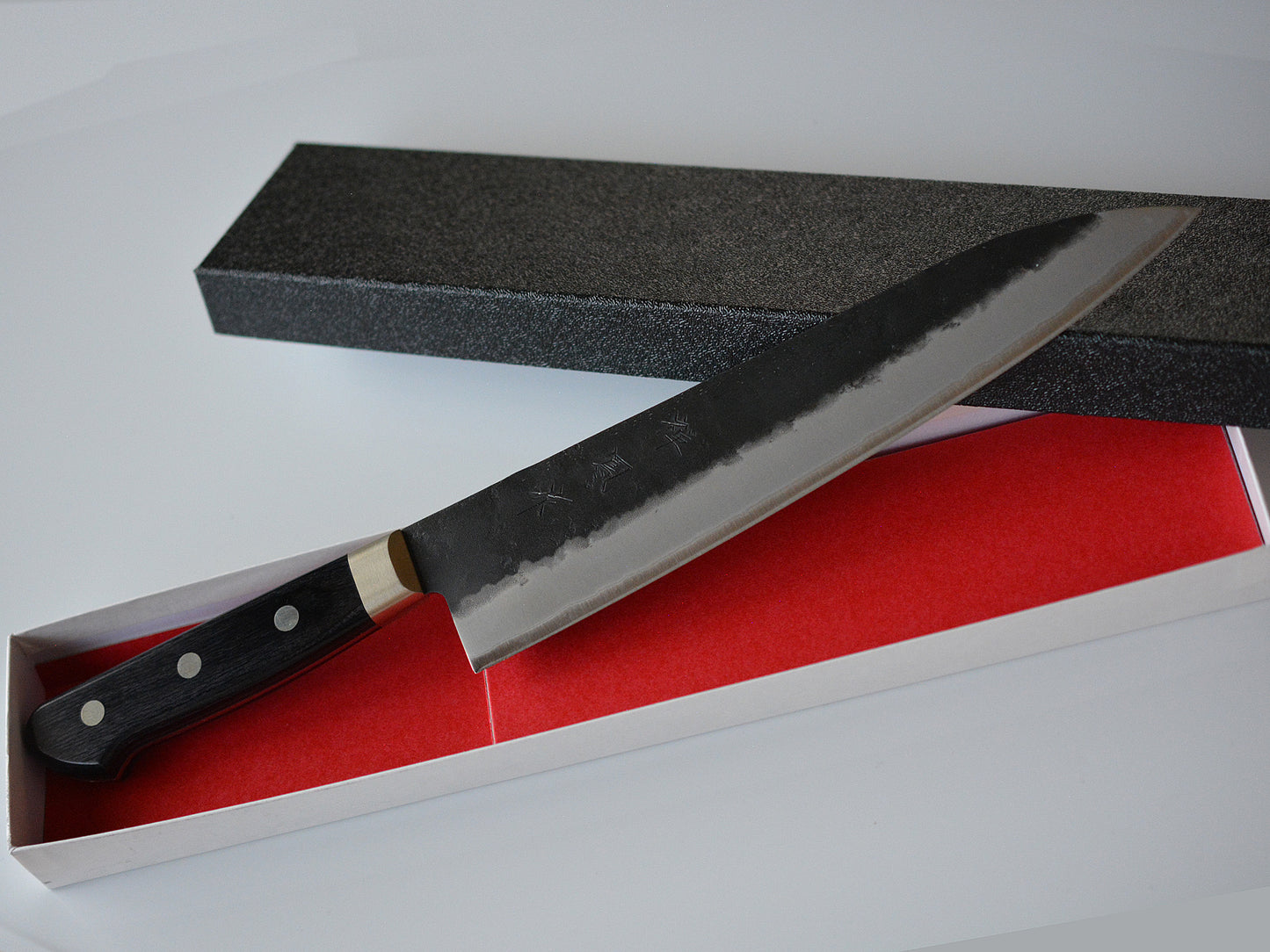 CH003 Cuchillo Japones Gyuto Chef Negro Aogami Super Zenpou 21cm