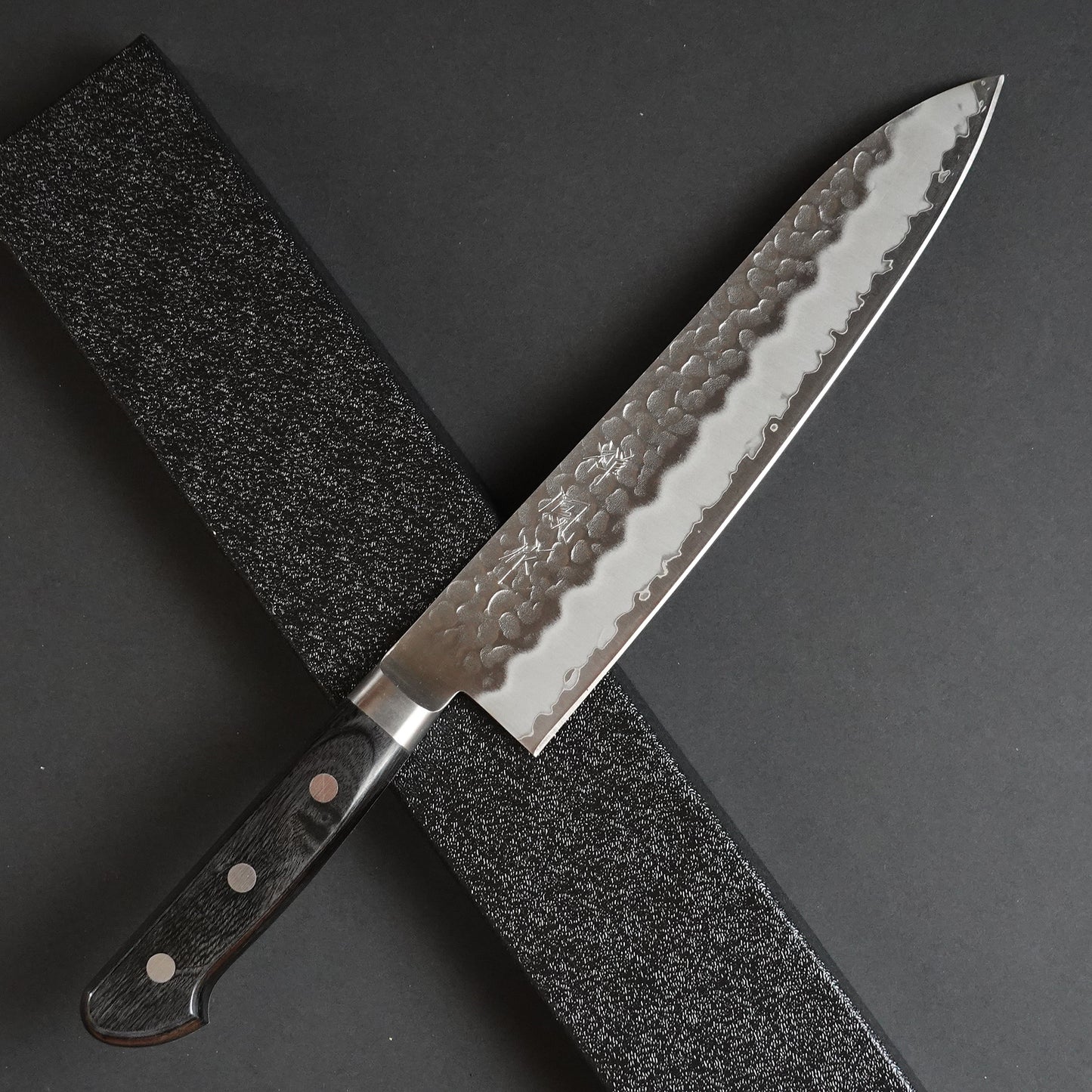 CH005 Cuchillo Japones Gyuto Chef Amartillado Aogami Super Zenpou 21cm (Color del mango marró)