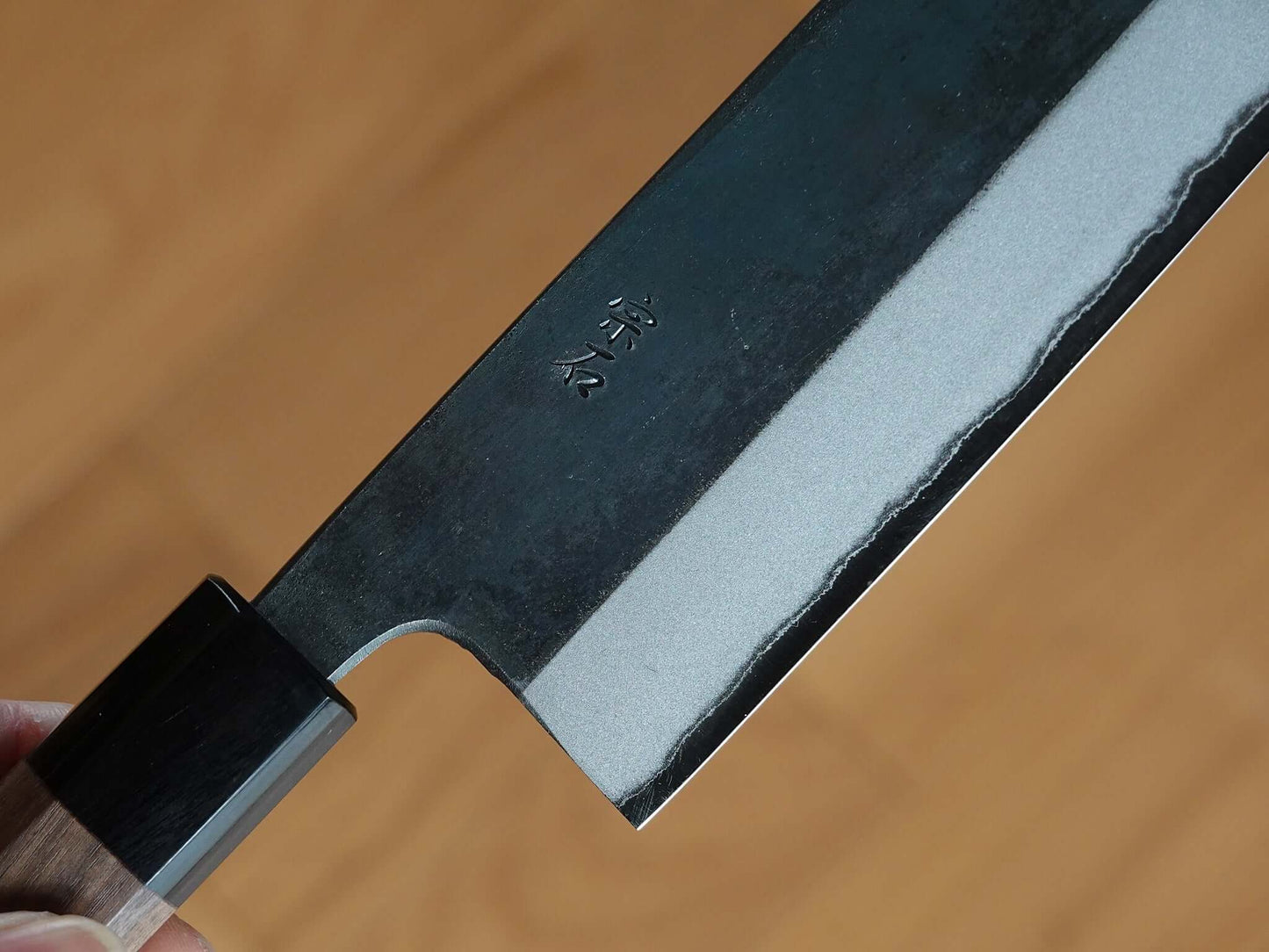 CM004 Cuchillo Japonés Nakiri Negro Aogami2 Muneishi 16.5cm
