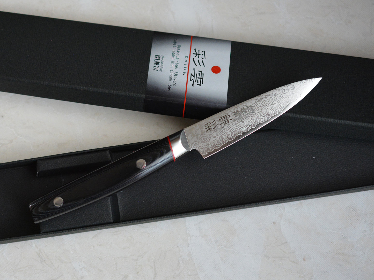 CS105 Cuchillo Japonés Paring VG10 Damasco Saiun 9cm