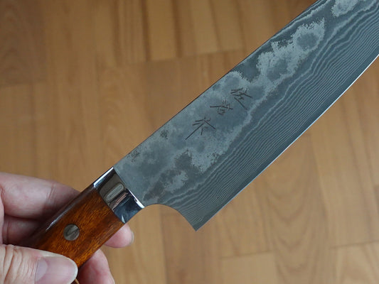 CS203 Cuchillo Japonés Gyuto VG10 Damasco Mango de madera de hierro - Saji 21cm