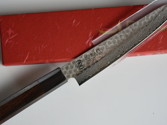CY209 Cuchillo Japonés Wa-Petty Amartillado Acero sueco Damasco Zenpou 15cm