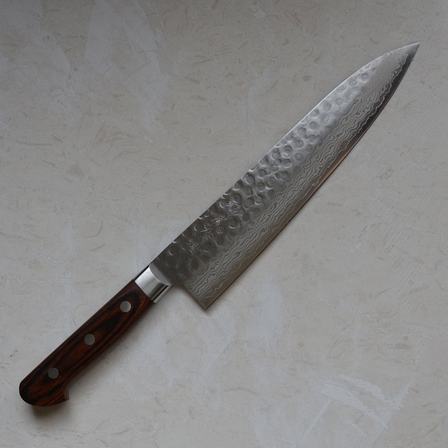 CY210 Cuchillo Japones Gyuto Amartillado VG10 Damasco Zenpou 21cm