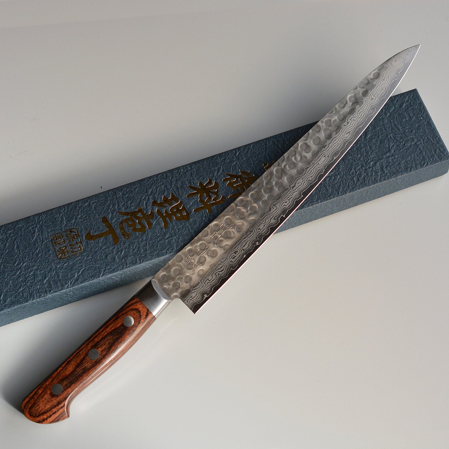 CY214 Cuchillo Japones Sujihiki Amartillado VG10 Damasco Zenpou 24cm