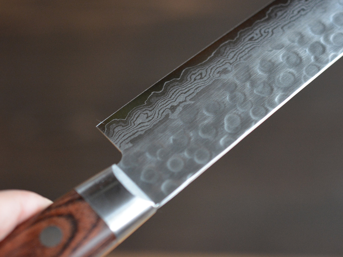 CY214 Cuchillo Japones Sujihiki Amartillado VG10 Damasco Zenpou 24cm
