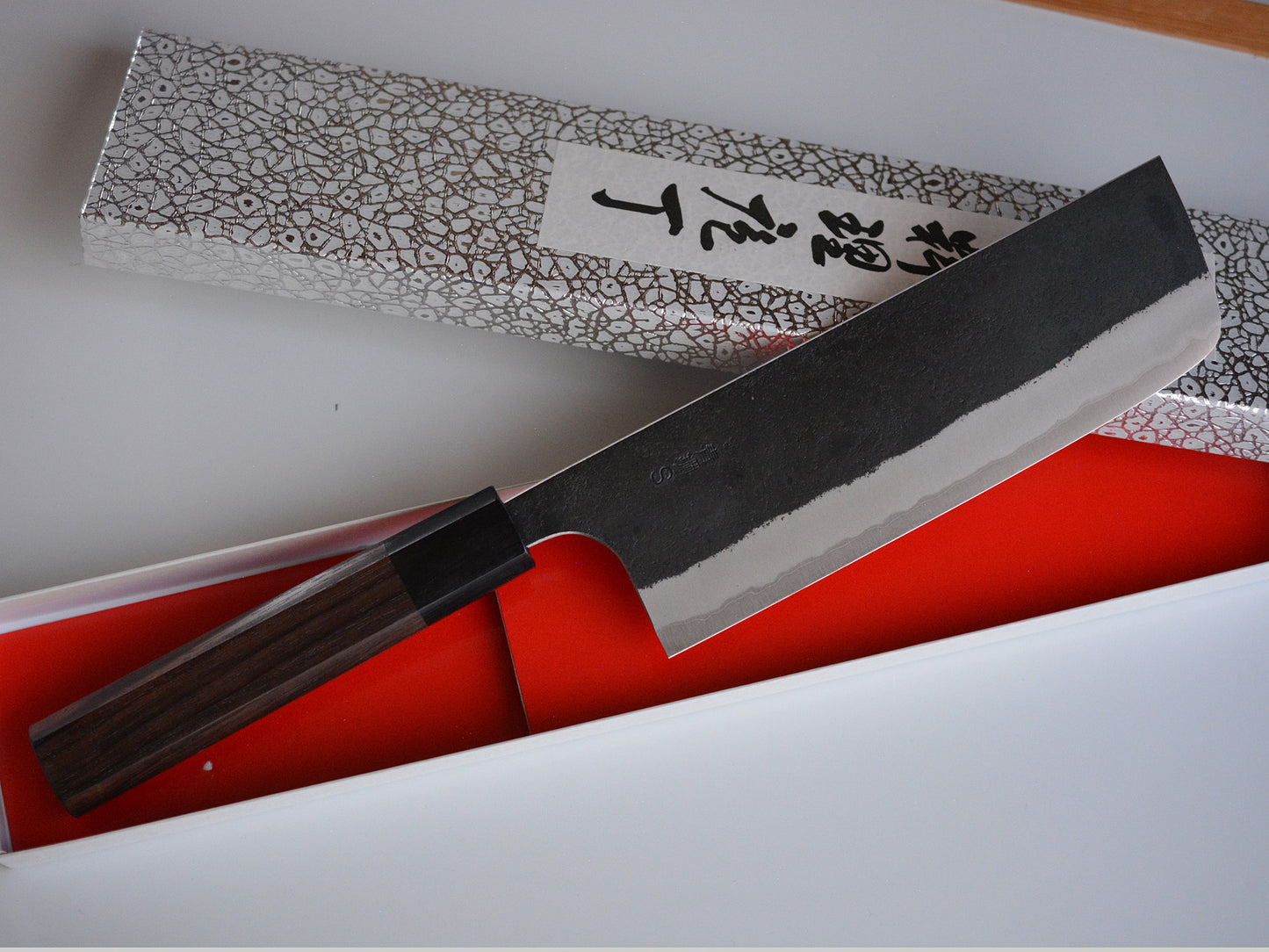 CY302 Cuchillo Japones Nakiri Negro Aogami Super Yamamoto 16.5cm