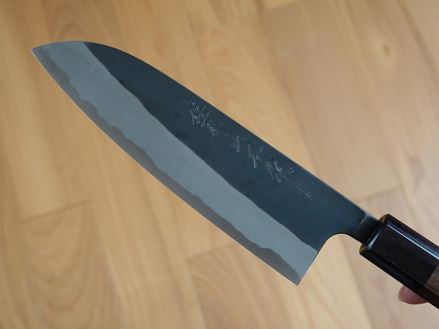 CY305 Cuchillo Japones Santoku Negro Shirogami2 Yamamoto 16.5cm
