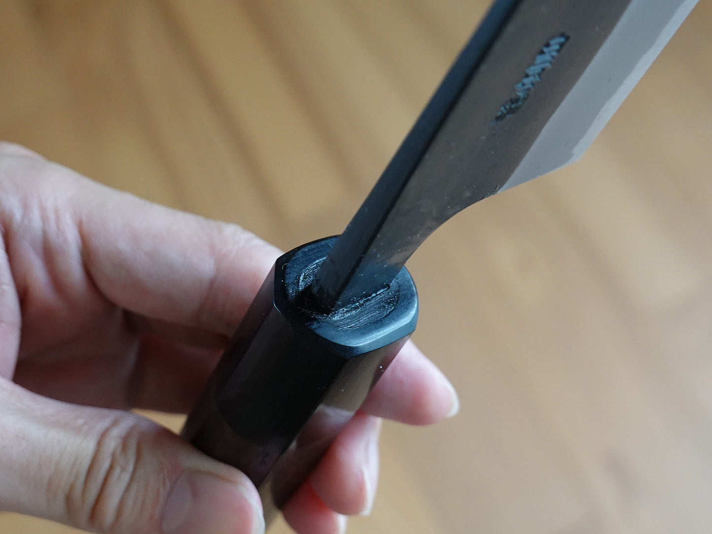 CY305 Cuchillo Japones Santoku Negro Shirogami2 Yamamoto 16.5cm
