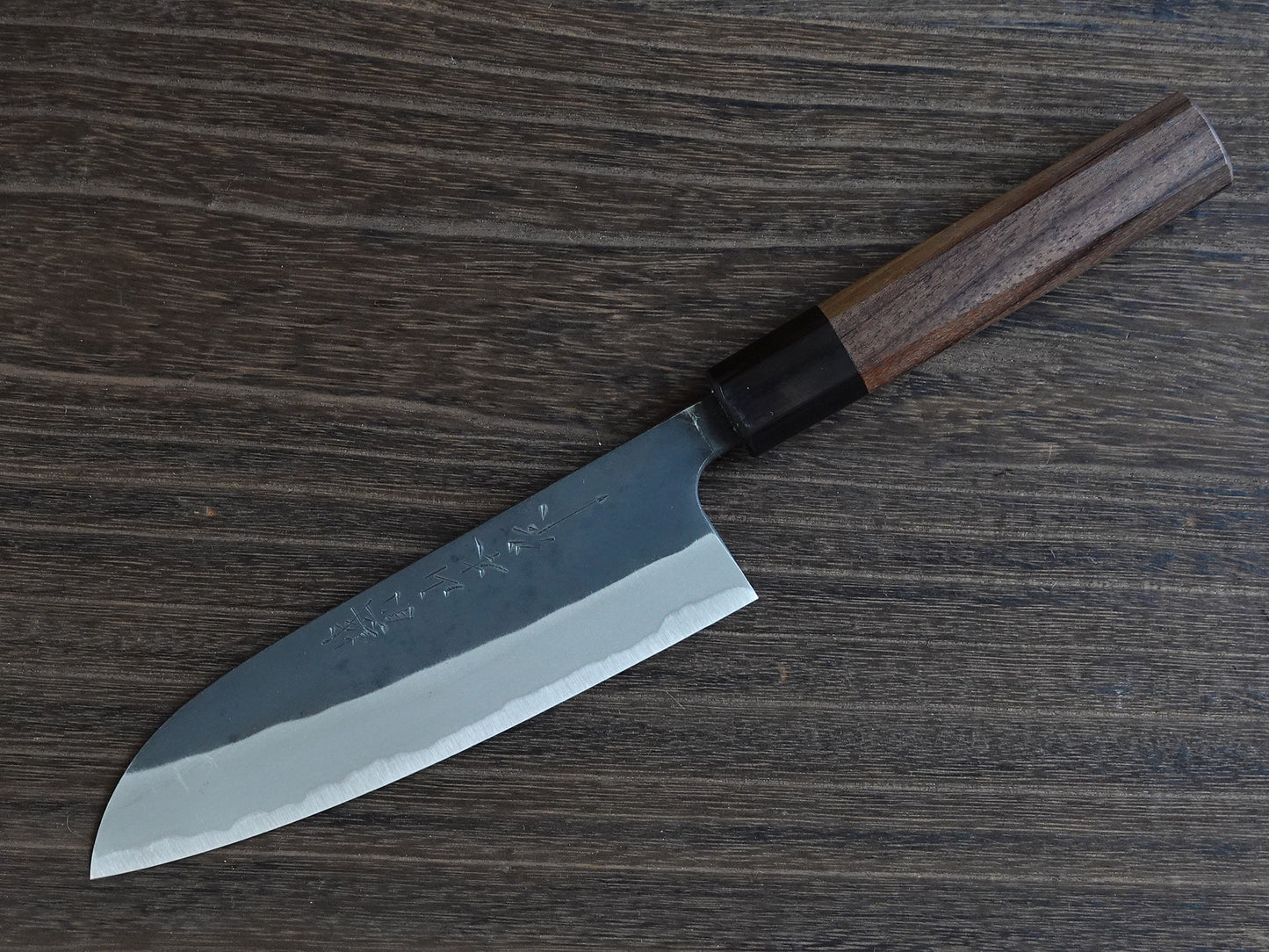 CY305 Cuchillo Japones Santoku Negro Shirogami2 Yamamoto 16.5cm