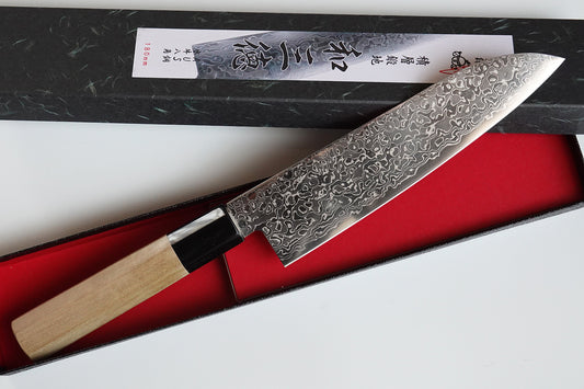 CM202 Cuchillo Japonés Wa-Santoku AUS10 Damasco Misuzu 18cm