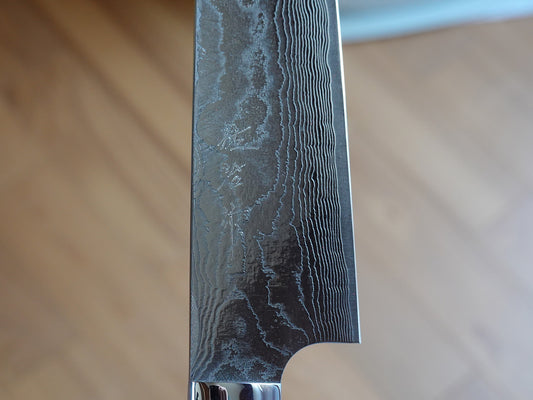 CS208 Cuchillo Japonés Santoku VG10 Damasco Mango de Micarta verde - Saji 18cm